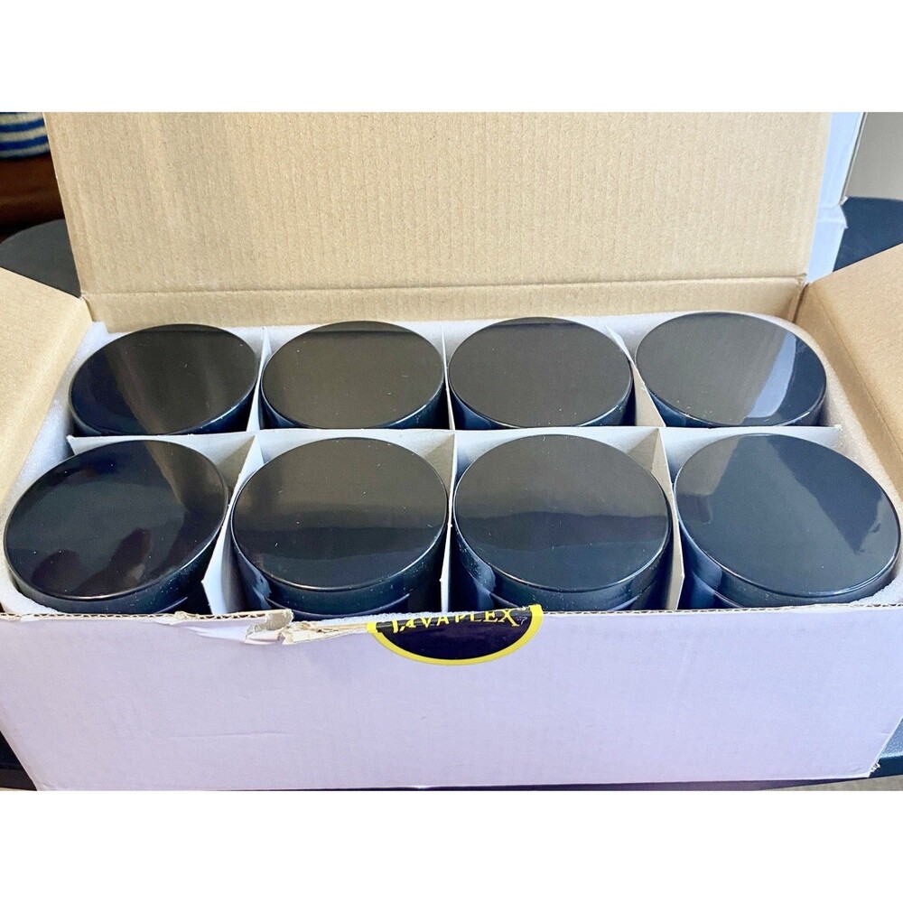 Vivaplex 8oz Amber Glass Jars – Set of 8 w/ Smooth Black Lids (Brand New) - Picture 2 of 4